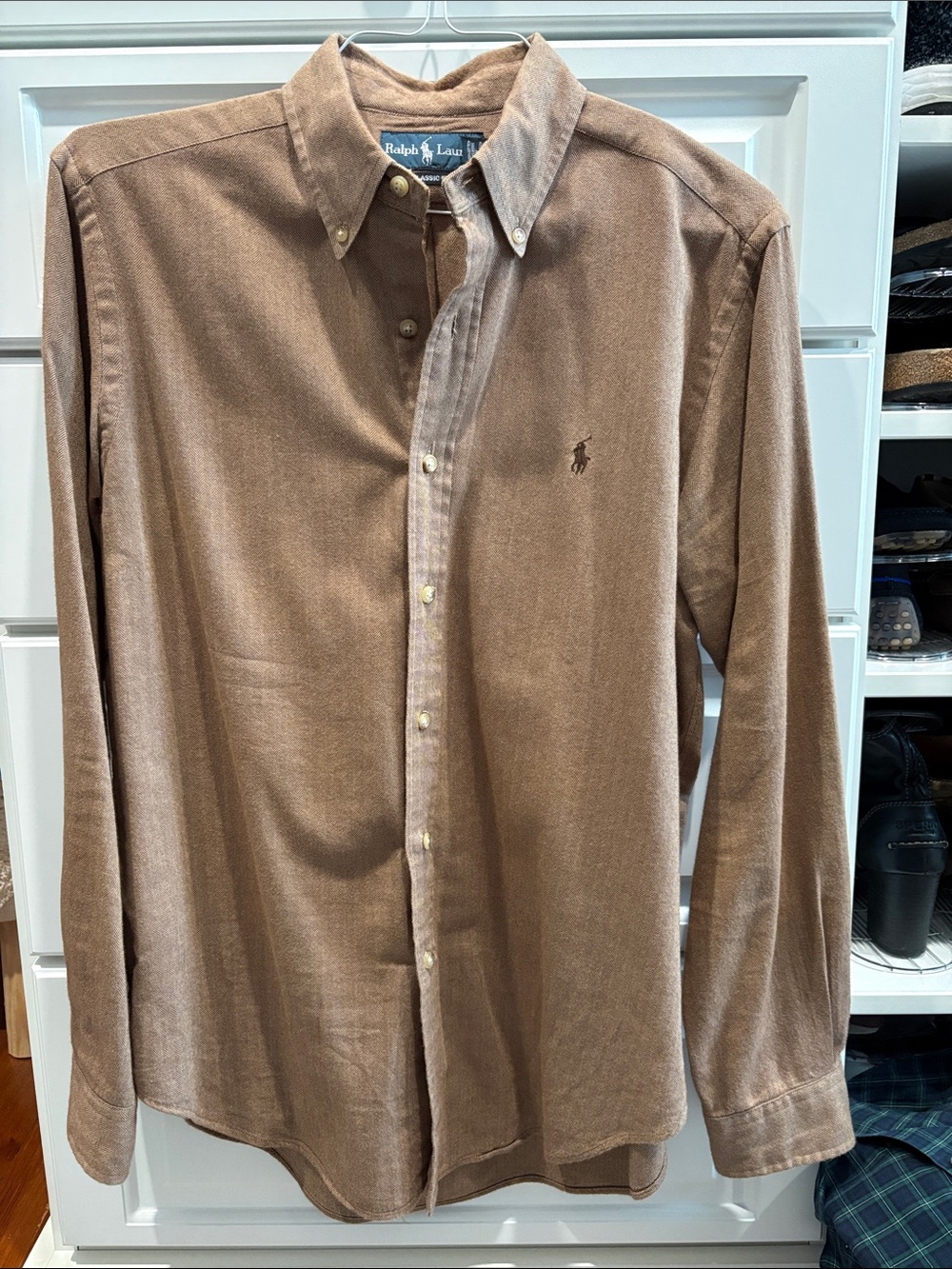 Ralph Lauren Men’s Long-Sleeve Button-Down Shirt in Light Brown